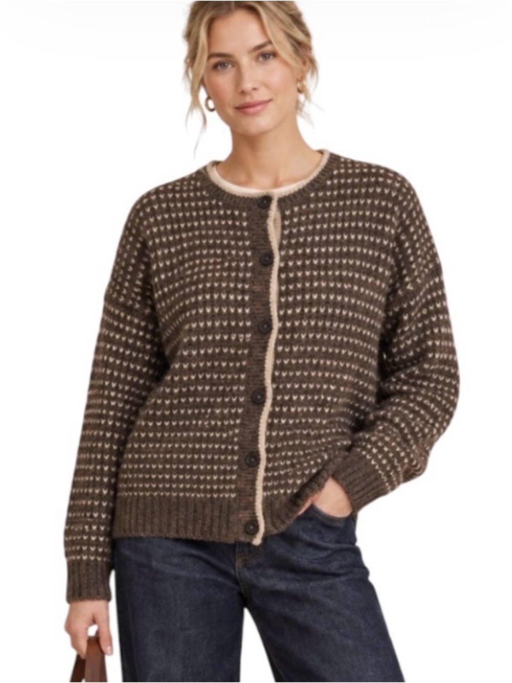 Woolrich Wool Cardigan Sweater XL Brown Cottagecore Granny Chic Granola Girl